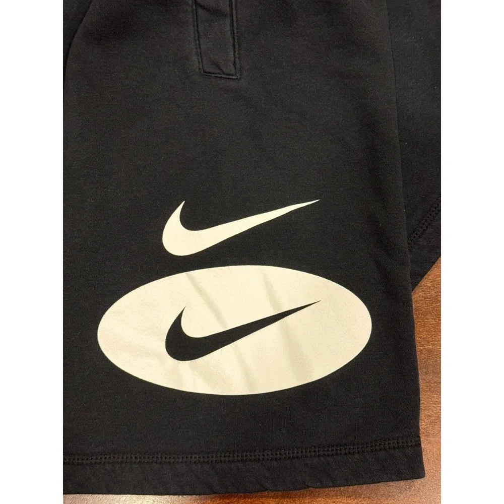 Nike Sportswear Club Fleece Black Sweat Shorts Big Swoosh Logo Men's Size (M)